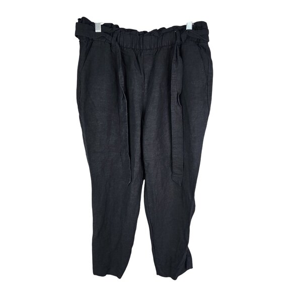 Womens Black Petite Old Navy Paperbag Waist Pants Rayon & Linen Blend Size 6P - Picture 1 of 10